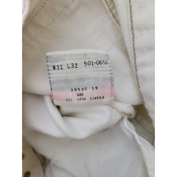Vintage 90s Levi's 501 White Button-Fly Straight-Leg Denim Jeans Men's Sz 31 USA - Picture 6 of 7